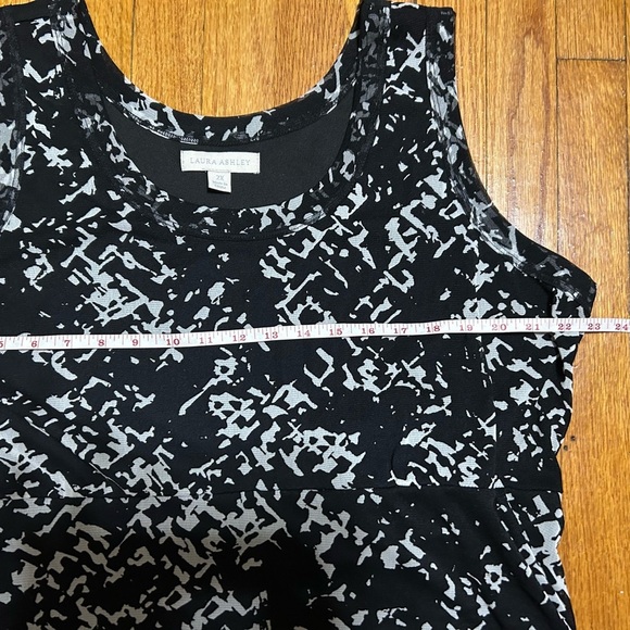 Laura Ashley Nylon Sleeveless Black & White High Low Midi Office Dress Size 2X - Picture 10 of 10